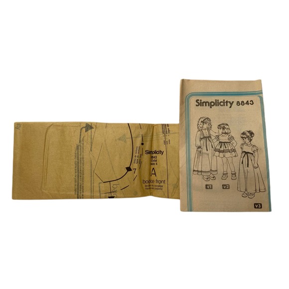Vintage Simplicity Girl’s Dress Pattern #8843 Size 4 - Picture 3 of 3